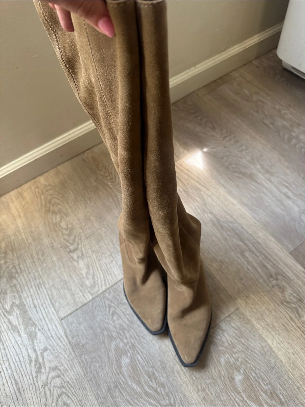 Zara Tall Suede Over-the-Knee Boots - Camel Brown